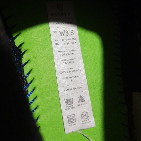 (FLAW) Rothy's black slip on sneakers size 8.5 black off white - Picture 8 of 10